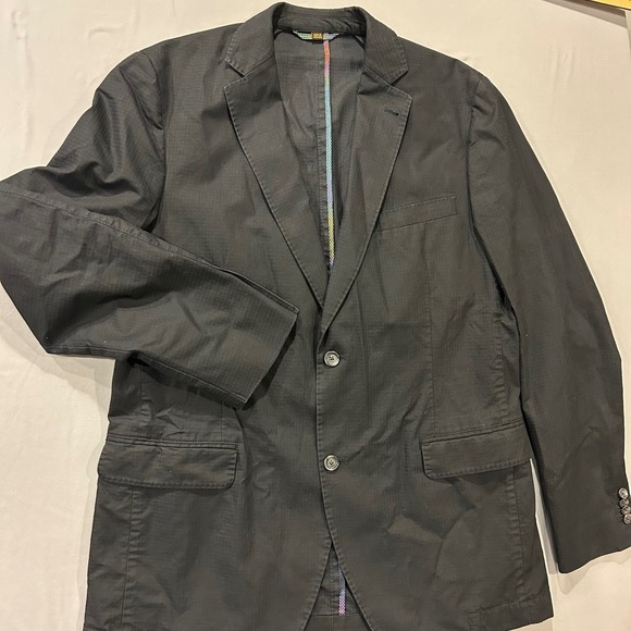 Kroon Other - Kroon Taylor Wash Mens 42L Black Cotton Blazer Sport Coat Rainbow Camo Lining